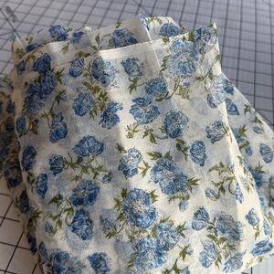 Vintage 1950s Blue Carnation Floral Sheer Cotton Fabric 3¾ Yds x 40” Mid-Century